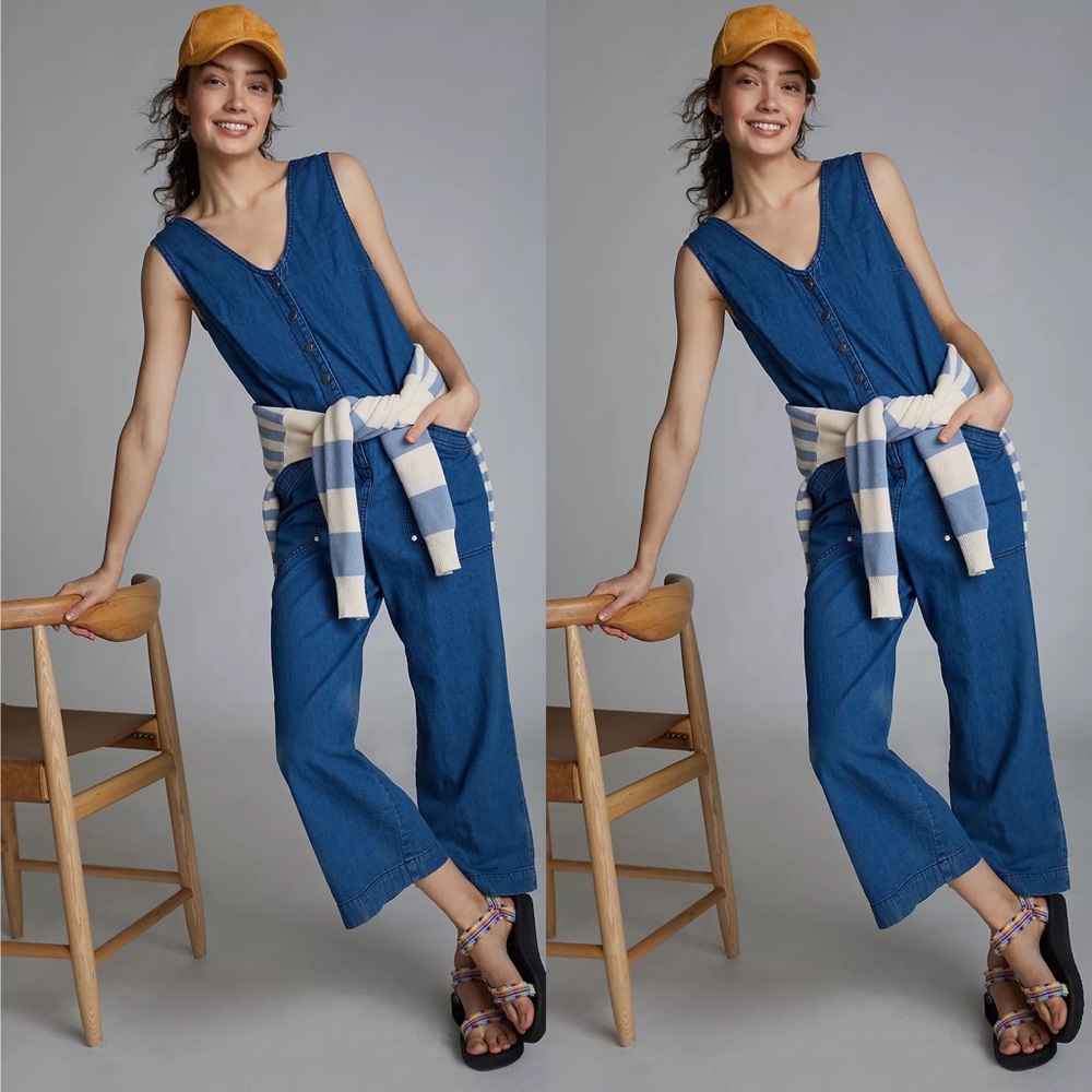 Anthropologie Maeve Classic Denim Jumpsuit